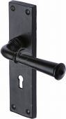 FB3700 M&period;Marcus Black Iron Rustic Door Handle Lever Lock Ashfield Design