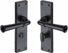 FB3730 M&period;Marcus Black Iron Rustic Door Handle Bathroom Set Ashfield Design