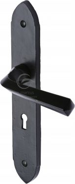 Click Here To Enlarge This Photo Of FB4400 M&period;Marcus Black Iron Rustic Door Handle Lever Lock Grafton Design