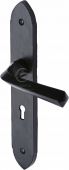 FB4400 M&period;Marcus Black Iron Rustic Door Handle Lever Lock Grafton Design