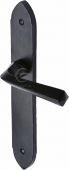 FB4410 M&period;Marcus Black Iron Rustic Door Handle Lever Latch Grafton Design