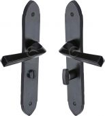 FB4430 M&period;Marcus Black Iron Rustic Door Handle Bathroom Set Grafton Design