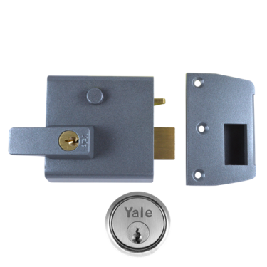 Click Here To Enlarge This Photo Of 2553 - YALE No&period;1 Auto Deadlocking Nightlatch 60mm Dull Metal Grey c&sol;w Satin Chrome cylinder
