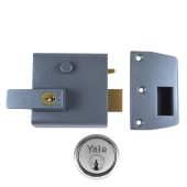 2553 - YALE No&period;1 Auto Deadlocking Nightlatch 60mm Dull Metal Grey c&sol;w Satin Chrome cylinder