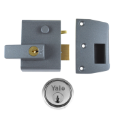 2569 - YALE No&period;2 Auto Deadlocking Nightlatch 40mm Dull Metal Grey c&sol;w Satin Chrome cylinder