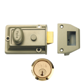 2581 - YALE 77 Non-Deadlocking Traditional Nightlatch 60mm Nickel Bronze Enamelled c&sol;w Polished Brass cylinder