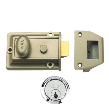 Click Here To Enlarge This Photo Of 2585 - YALE 77 Non-Deadlocking Traditional Nightlatch 60mm Nickel Bronze Enamelled c&sol;w Satin Chrome cylinder