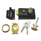 2607 - YALE 99Z Non-Deadlocking Nightlatch 60mm Black c&sol;w Polished Brass cylinder