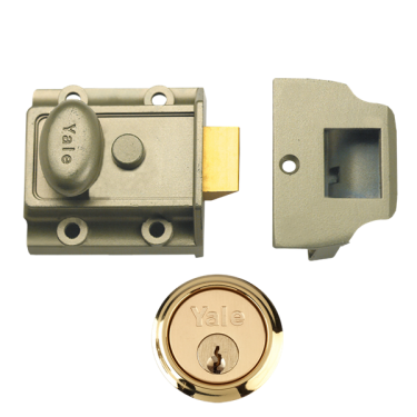 Click Here To Enlarge This Photo Of 2649 - YALE 706 Non-Deadlocking Traditional Nightlatch 40mm Nickel Bronze Enamelled c&sol;w Polished Brass cylinder