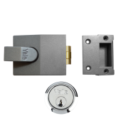 2657 - YALE 81 Rollerbolt Nightlatch 60mm Dull Metal Grey c&sol;w Satin Chrome cylinder