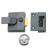 310 - YALE 85 Deadlocking Nightlatch 40mm Dull Metal Grey c&sol;w Satin Chrome cylinder