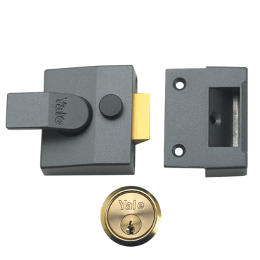 Click Here To Enlarge This Photo Of 9088 - YALE 85 Deadlocking Nightlatch 40mm Dull Metal Grey c&sol;w Polished Brass cylinder