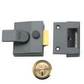 9088 - YALE 85 Deadlocking Nightlatch 40mm Dull Metal Grey c&sol;w Polished Brass cylinder