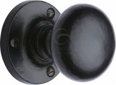 FB4975 M&period;Marcus Black Iron Rustic Mortice Knob on Rose Alveley Design