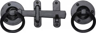 FB541 M&period;Marcus Black Iron Rustic Ring Handle Gate Latch