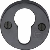 FB556 M&period;Marcus Black Iron Rustic Euro Profile Cylinder Escutcheon
