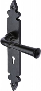 Click Here To Enlarge This Photo Of FB5800 M&period;Marcus Black Iron Rustic Door Handle Lever Lock Ludlow Design