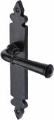 FB5810 M&period;Marcus Black Iron Rustic Door Handle Lever Latch Ludlow Design