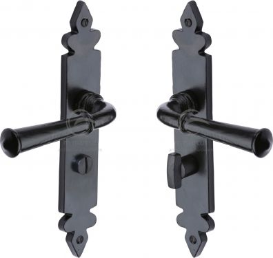 Click Here To Enlarge This Photo Of FB5830 M&period;Marcus Black Iron Rustic Door Handle Bathroom Set Ludlow Design