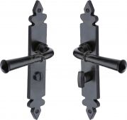 FB5830 M&period;Marcus Black Iron Rustic Door Handle Bathroom Set Ludlow Design