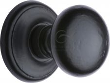 FB901 M&period;Marcus Black Iron Rustic Round Centre Door Knob 3"