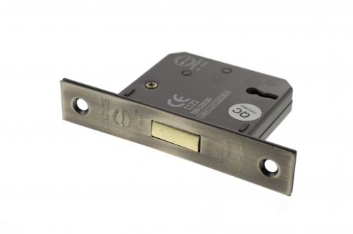Click Here To Enlarge This Photo Of Atlantic - ALKDEAD3LK25AB 3 Lever Key Mortice Deadlock &lbrack;CE&rsqb; 2&period;5" - Antique Brass