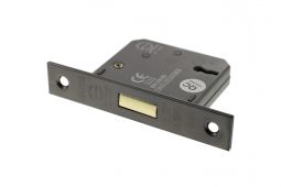 Atlantic - ALKDEAD3LK25BN 3 Lever Key Mortice Deadlock &lbrack;CE&rsqb; 2&period;5" - Black Nickel