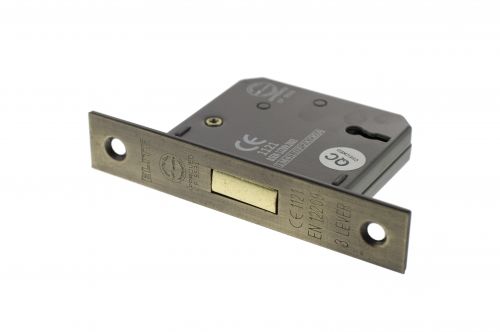 Click Here To Enlarge This Photo Of Atlantic - ALKDEAD3LK25MAB 3 Lever Key Mortice Deadlock &lbrack;CE&rsqb; 2&period;5" - Matt Antique Brass