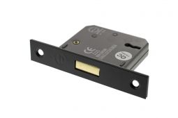 Atlantic - ALKDEAD3LK25MB 3 Lever Key Mortice Deadlock &lbrack;CE&rsqb; 2&period;5" - Matt Black