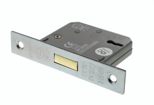 Click Here To Enlarge This Photo Of Atlantic - ALKDEAD3LK25SC 3 Lever Key Mortice Deadlock &lbrack;CE&rsqb; 2&period;5" - Satin Chrome