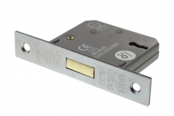 Atlantic - ALKDEAD3LK3SC 3 Lever Key Mortice Deadlock &lbrack;CE&rsqb; 3" - Satin Chrome