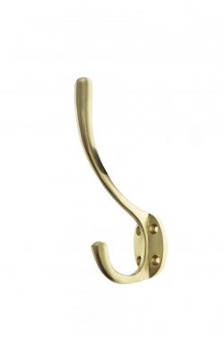 Click Here To Enlarge This Photo Of Atlantic - AHCHPB Traditional Hat & Coat Hook - Polished Brass