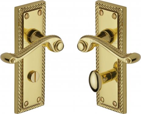 Click Here To Enlarge This Photo Of G050-PB Heritage Brass Door Handle For Bathroom Georgian Design Polished Brass Finish