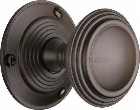 Click Here To Enlarge This Photo Of GOO986-MB Heritage Brass Mortice Knob on Rose Goodrich Design Matt Bronze Finish