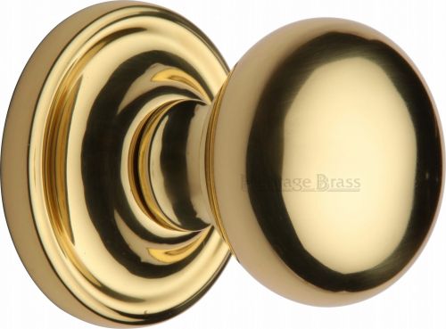 Click Here To Enlarge This Photo Of HAM8361-PB Heritage Brass Mortice Knob on Rose Hampstead Design Polished Brass Finish