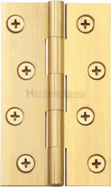 Click Here To Enlarge This Photo Of HG99-130-NB Heritage Brass Hinge Brass 4" x 2 &frac38;" Natural Brass Finish