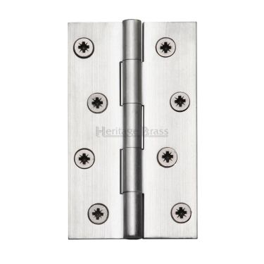 Click Here To Enlarge This Photo Of HG99-130-SC Heritage Brass Hinge Brass 4" x 2 &frac38;" Satin Chrome Finish