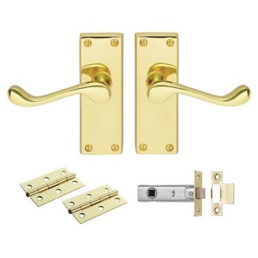 Click Here To Enlarge This Photo Of GK002EB&sol;INTB - Carlisle Brass Contract Victorian Scroll Latch Pack - Electro Brass