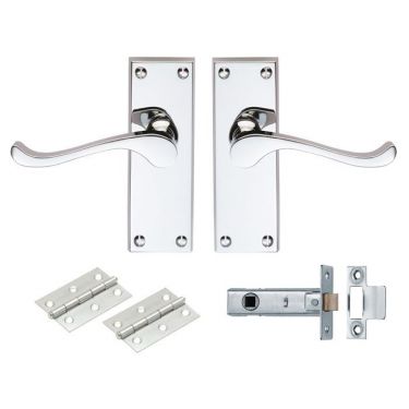 Click Here To Enlarge This Photo Of GK002CP&sol;INTB - Carlisle Brass Contract Victorian Scroll Latch Pack - Polished Chrome