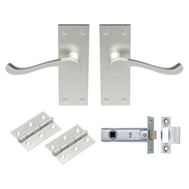 Click Here To Enlarge This Photo Of GK002SN&sol;INTB - Carlisle Brass Contract Victorian Scroll Latch Pack - Satin Nickel