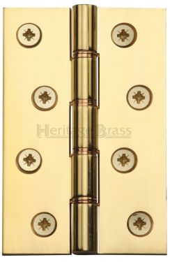 Click Here To Enlarge This Photo Of HG99-350-PB Heritage Brass Hinge Brass with Phosphor Washers 4" x 2 &frac58;" Polished Brass Finish