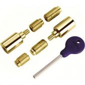 WF18 - Carlisle Brass Sash Window Stop &lpar;2 x Stops 4 x Ferrules 1 x Key&rpar; 25 x 16mm Polished Brass