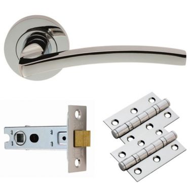 Click Here To Enlarge This Photo Of GK009CP&sol;INTB - Carlisle Brass 'Tavira' Lever on Rose Latch Pack - Polished Chrome