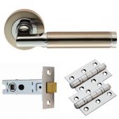 GK006SNCP&sol;INTB - Carlisle Brass Belas Lever on Rose Latch Pack - Satin Nickel&sol;Polished Chrome