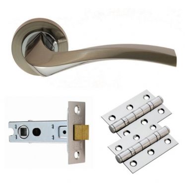 Click Here To Enlarge This Photo Of GK008SNCP&sol;INTB - Carlisle Brass Sines Lever on Rose Latch Pack - Satin Nickel&sol;Polished Chrome