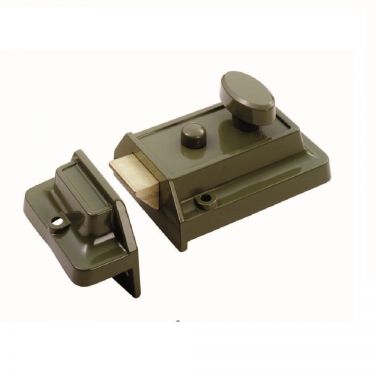 Click Here To Enlarge This Photo Of RCN8160GN&sol;SC - Carlisle Brass Eurospec 60mm Rim Cylinder Nightlatch Traditional Style with Satin Chrome Cylinder