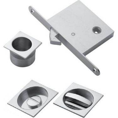 Click Here To Enlarge This Photo Of ART55BQSC - Carlisle Brass Manital Sliding Door Lock Set &lpar;Square&rpar; with WC Turn&comma; Flush Pull & Mortice Lock Satin Chrome &lpar;suitable on 40-44mm thick doors&rpar;
