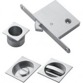 ART55BQSC - Carlisle Brass Manital Sliding Door Lock Set &lpar;Square&rpar; with WC Turn&comma; Flush Pull & Mortice Lock Satin Chrome &lpar;suitable on 40-44mm thick doors&rpar;