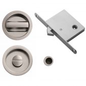 ART55BSC - Carlisle Brass Manital Sliding Door Lock Set &lpar;Round&rpar; with WC Turn&comma; Flush Pull & Mortice Lock Satin Chrome &lpar;suitable on 40-44mm thick doors&rpar;