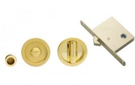 ART55B - Carlisle Brass Manital Sliding Door Lock Set &lpar;Round&rpar; with WC Turn&comma; Flush Pull & Mortice Lock Polished Brass &lpar;suitable on 40-44mm thick doors&rpar;